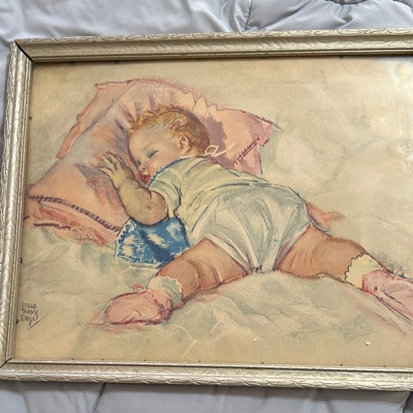 Charming Baby Art Print in Elegant Silver Frame - Picture 1 of 9